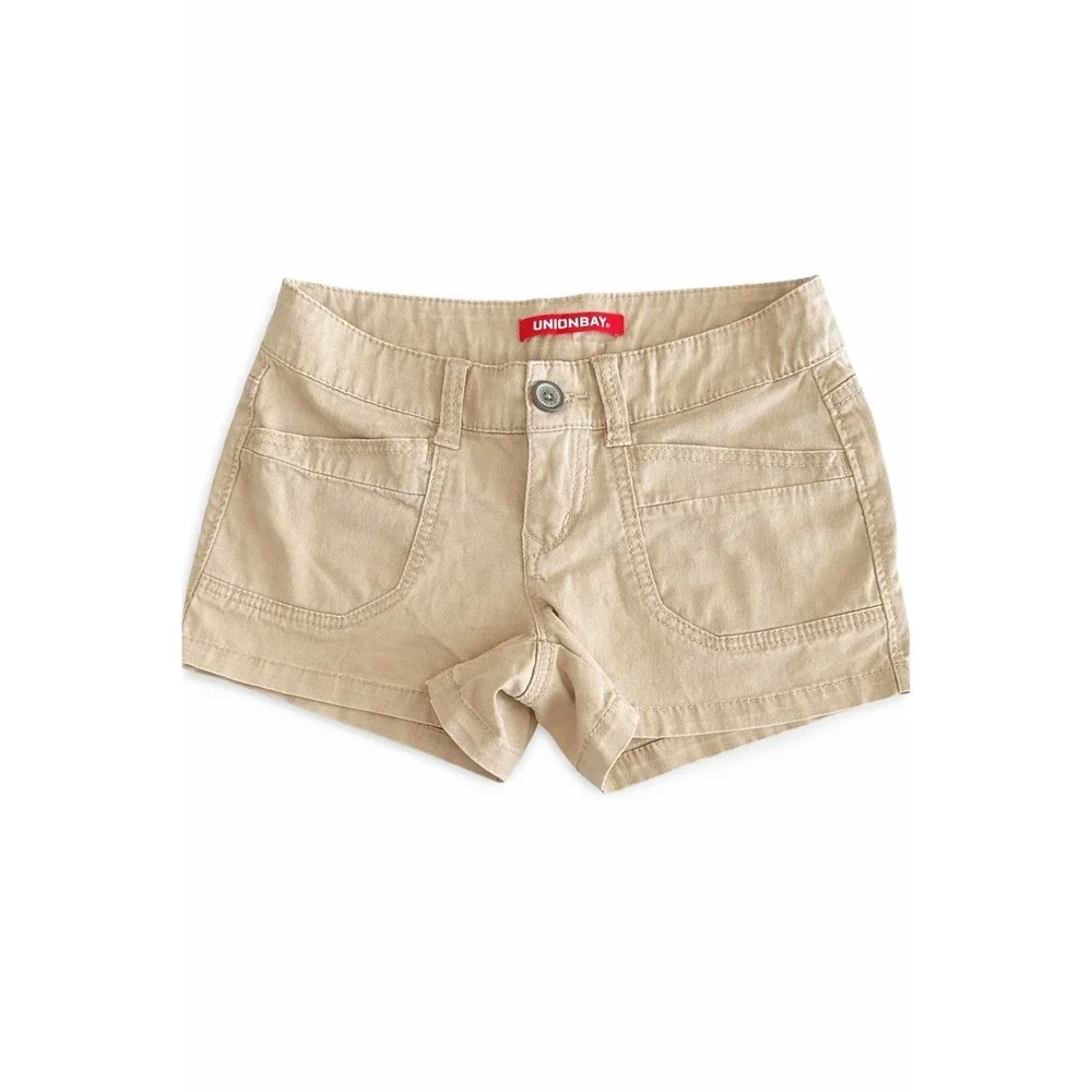 Y2K Unionbay Low‎ Rise Shorts Lot 3 Khaki Black Gray 90s Mini Micro 28x3